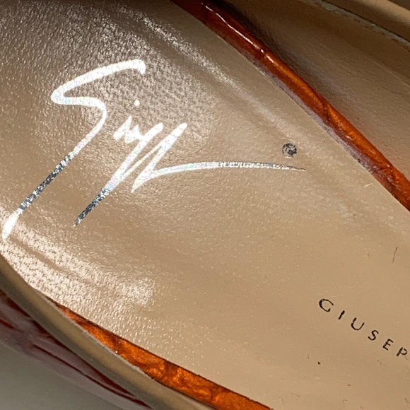 Giuseppe Zanotti Orange and Tan Croc-Embossed Heels Sz 36/6. Price Firm. - Picture 8 of 11